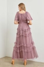 Polgram Tulle Maxi Dress in Dusty Lavender - Image 4
