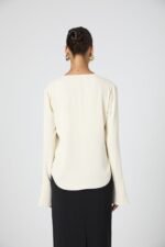 Carmen Crepe Bell Sleeve Blouse - Image 5