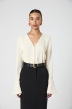 Carmen Crepe Bell Sleeve Blouse - Image 3